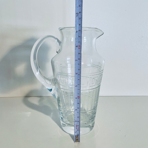 Versace x Rosenthal Meandre Greek Key Clear Glass Crystal Pitcher Vintage - Picture 7 of 14